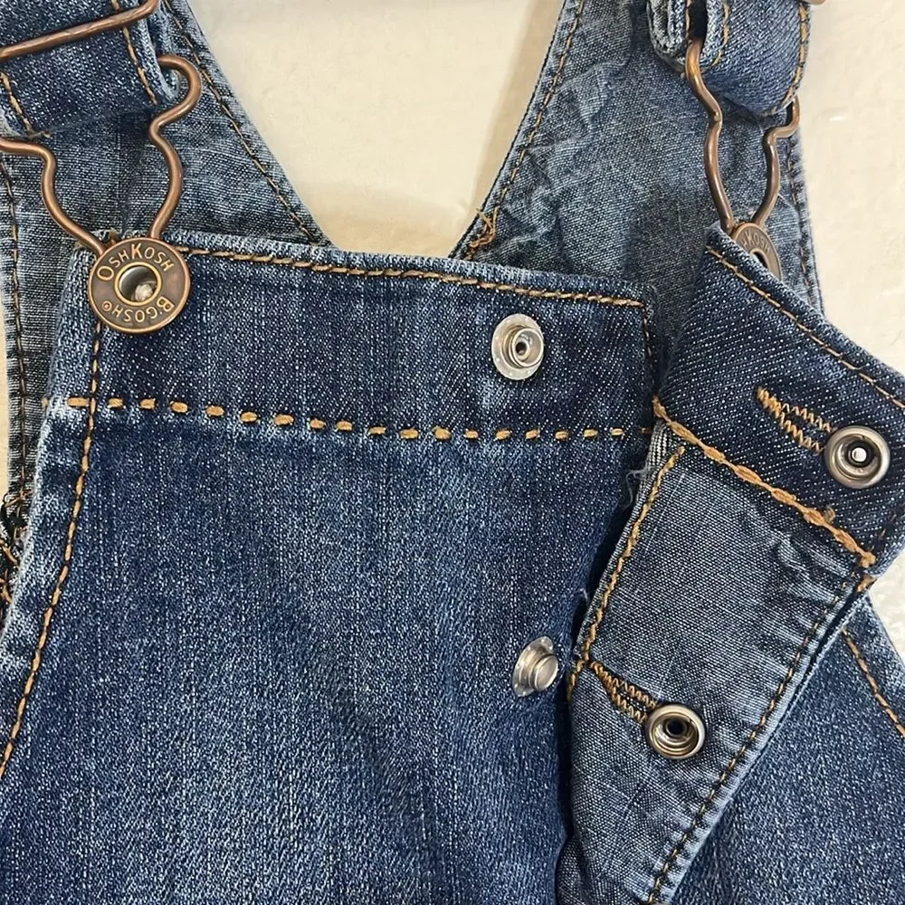 OshKosh B’gosh Toddler girl 3T bib Overalls skinny fit Denim Blue Jeans